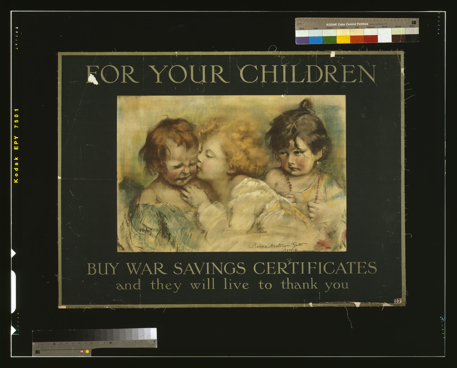 For your children. Buy war savings certificates and they will live to thank you / Rosina Mantovani Gutti Roma Eyre Spottis[woode Lt]d., 1917 — vintage poster