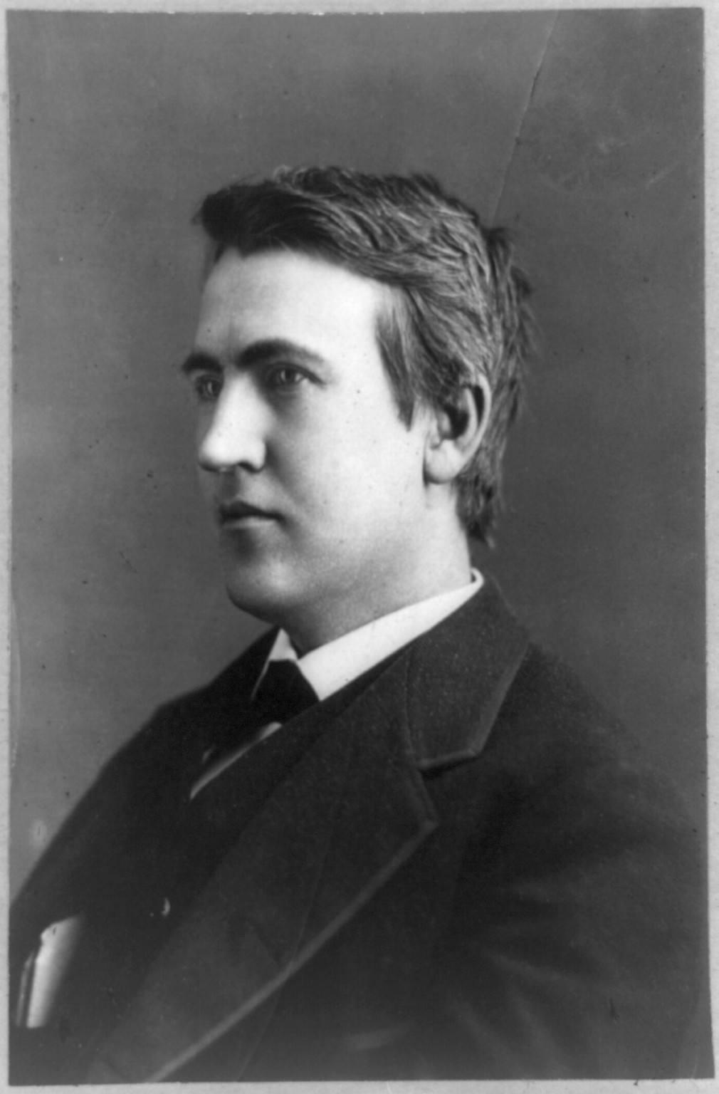 [Thomas Edison, head-and-shoulders portrait, facing left], c1880. — historic photograph