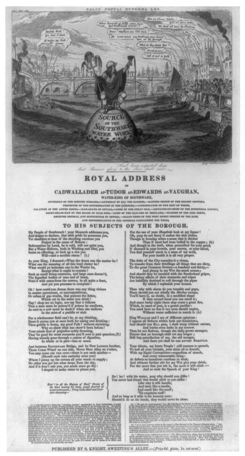 Royal address of Cadwallader ap-Tudor ap-Edwards ap-Vaughan, Water-King of Southwark — historic print