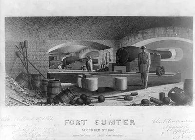 Fort Sumter, December 9th 1863, Interior view of Three Gun Battery