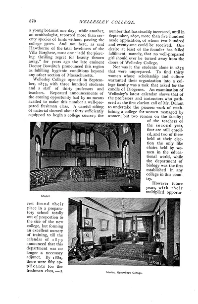 Wellesley College article page with chapel and interior photographs