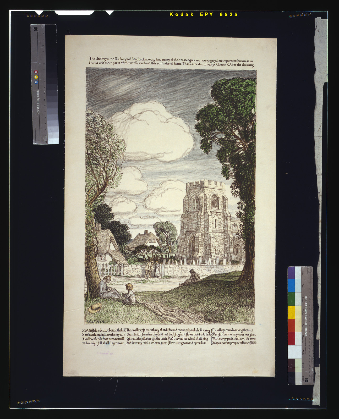 [English village scene] / G. Clausen., 1915 — vintage poster