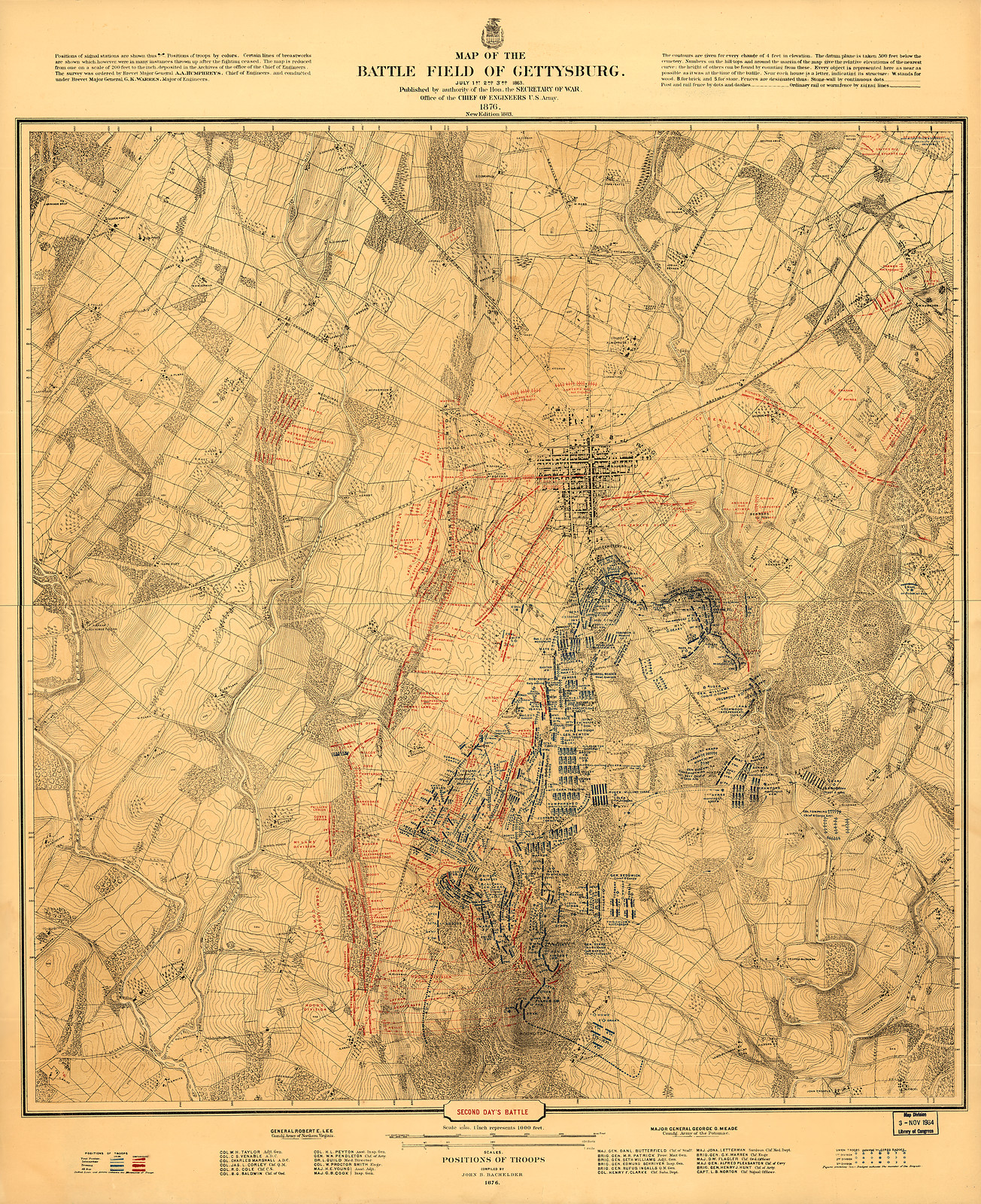 Map of the Battle Field of Gettysburg, Second Day's Battle — antique map