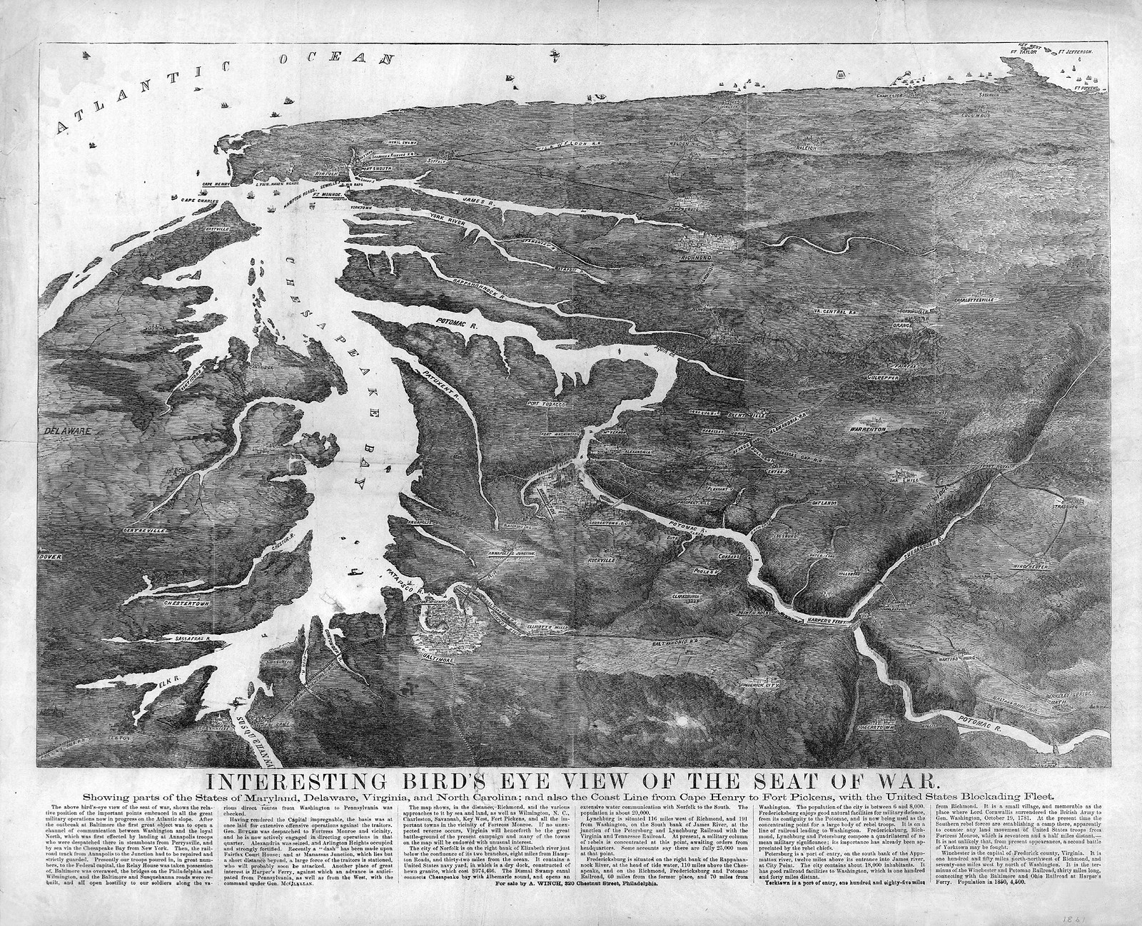 Interesting Bird's Eye View of the Seat of War — historic image