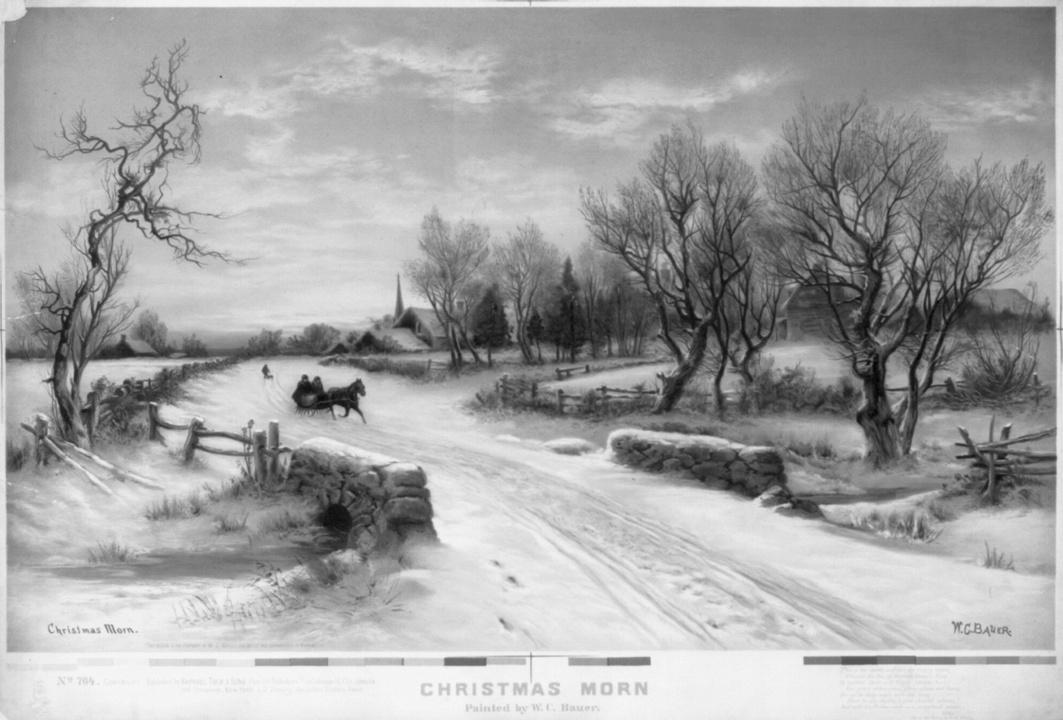 Christmas morn / painted by W.C. Bauer., London : Published by Raphael Tuck & Sons, c188- — antique lithograph