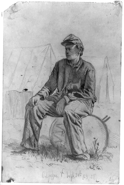 [Drummer boy, taking a rest, Culpeper, Va.] / EF.