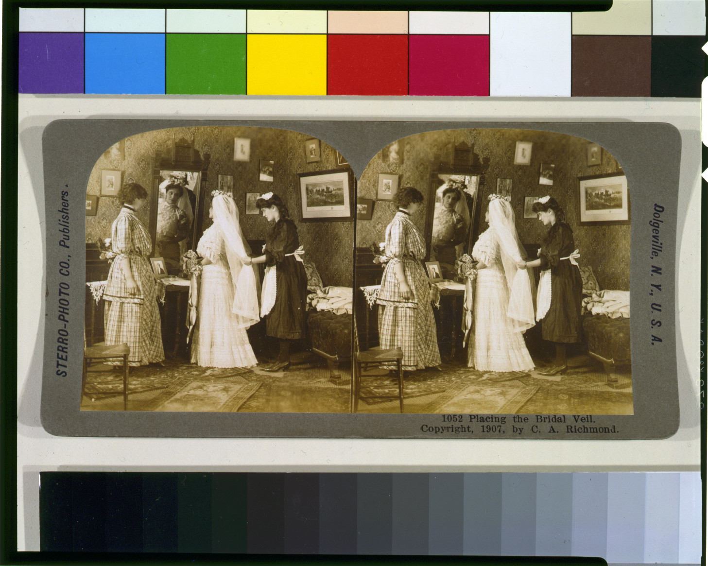 Placing the bridal veil, Dolgeville, N.Y., U.S.A. : Sterro-Photo Co., publishers, c1907. — historic photograph