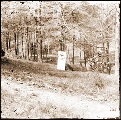 Richmond Va. Grave of Gen. J. E. B. Stuart in Hollywood Cemetery with temporary mar