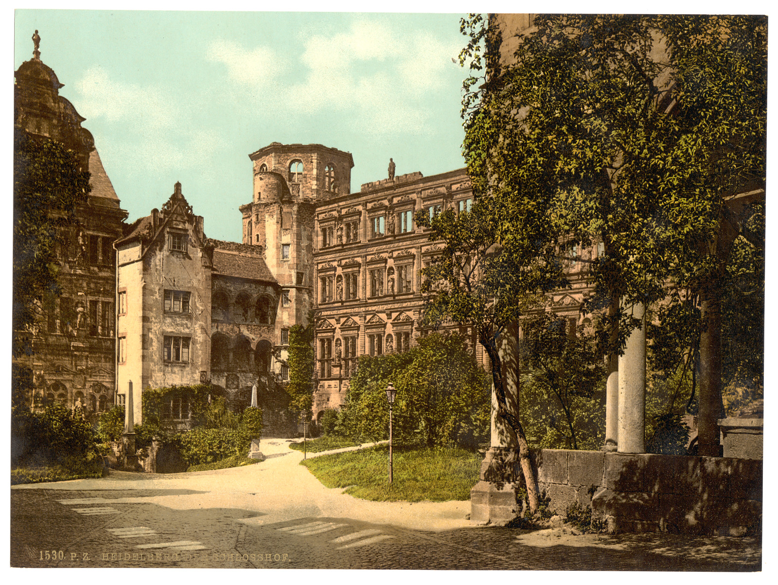 The Castle Yard Heidelberg Baden Germany, [between ca. 1890 and ca. 1900]. — historic print
