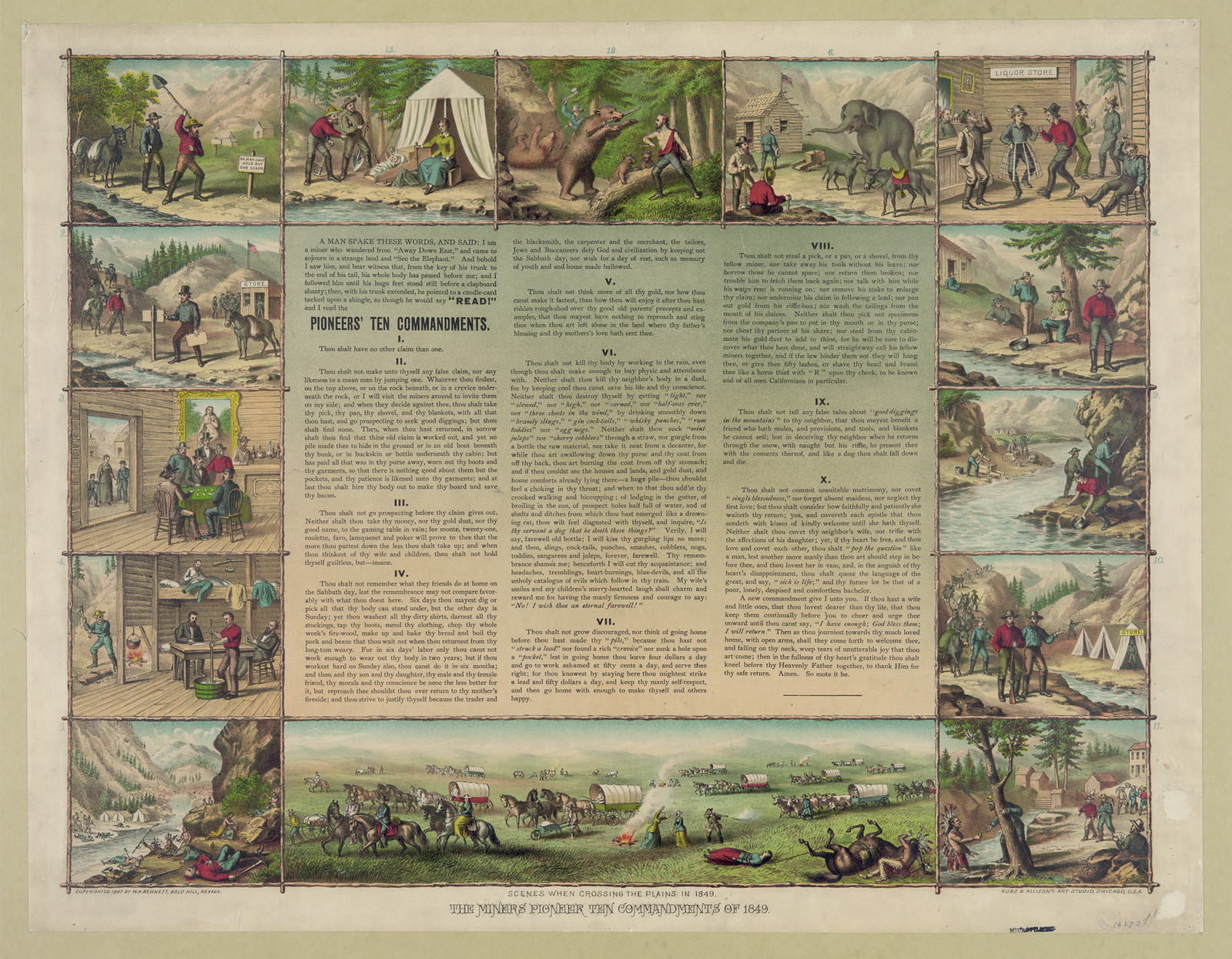 Pioneers' Ten Commandments, Scenes When Crossing the Plains in 1849 — historic image