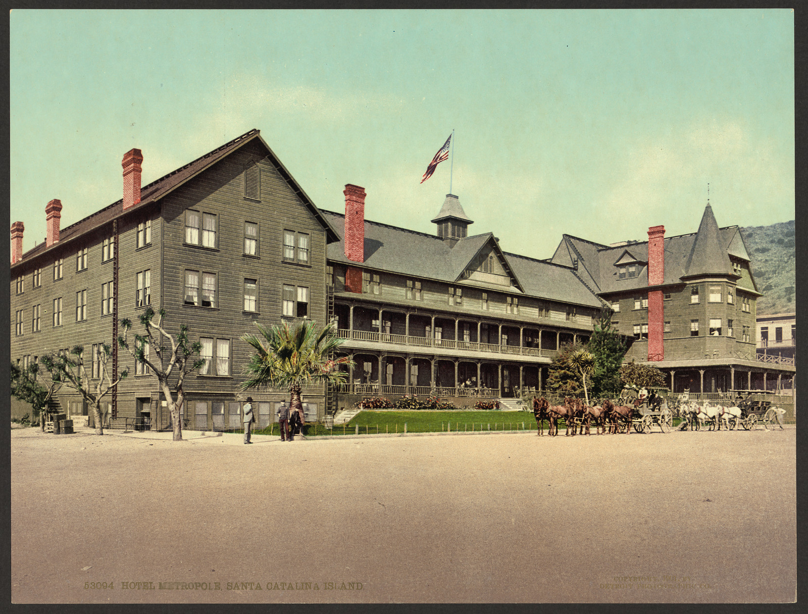 Hotel Metropole, Santa Catalina Island, hand-colored photochrom print — historic print