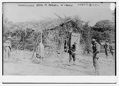 Camouflaged home of marines in Fr.