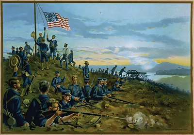 U.S. Navy--First Hoisting Of The Stars And Stripes By The Marines On Cuban Soil--June 11th, 1898
