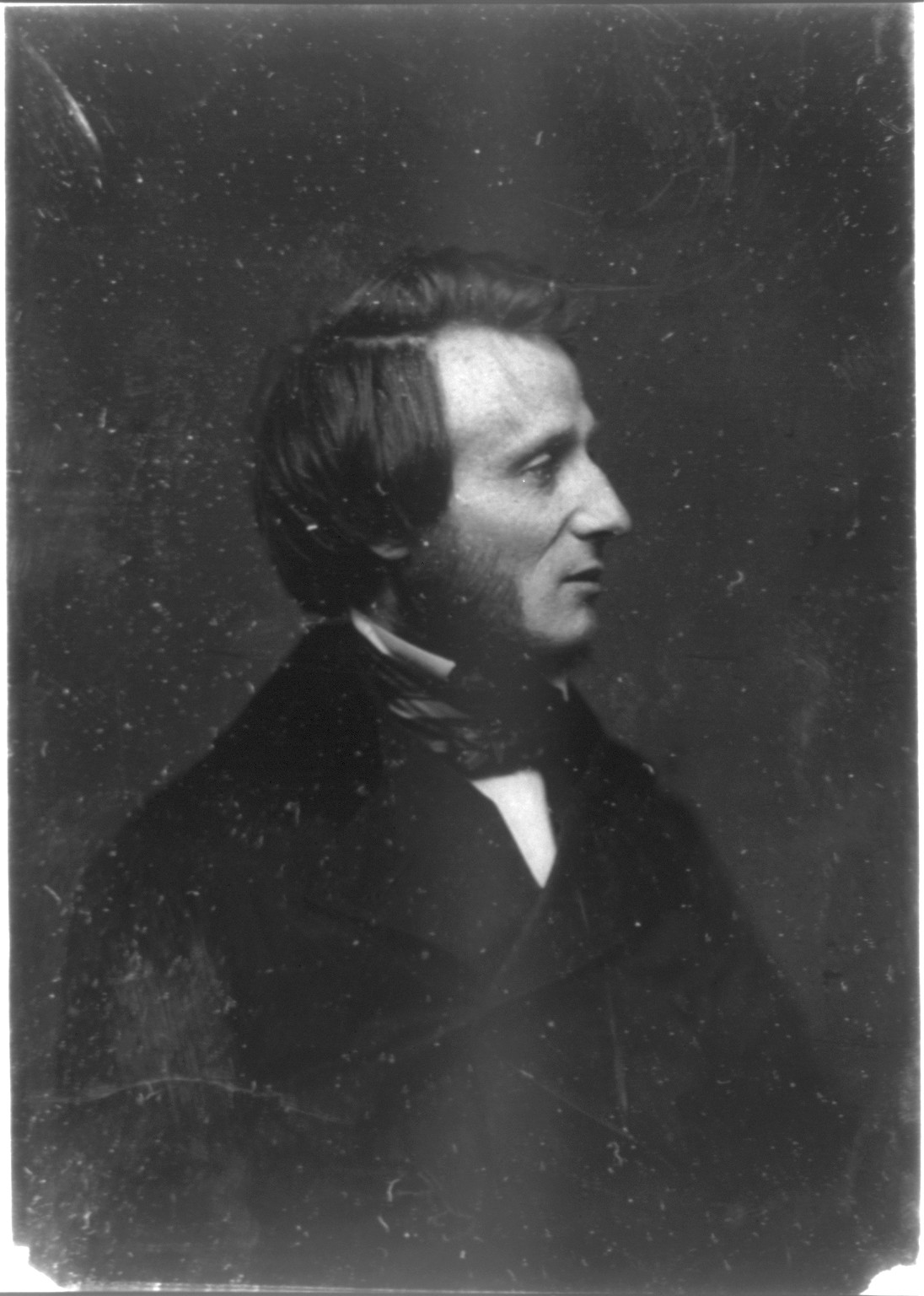 Man in profile, early daguerreotype portrait, 1844 — historic photograph