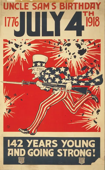 Uncle Sam's Birthday July 4th 1776-1918, 142 Years Young And Going Strong! United Cigars