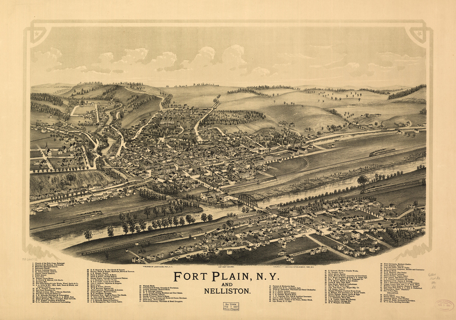 Fort Plain, New York, 1891, 1891 — antique map