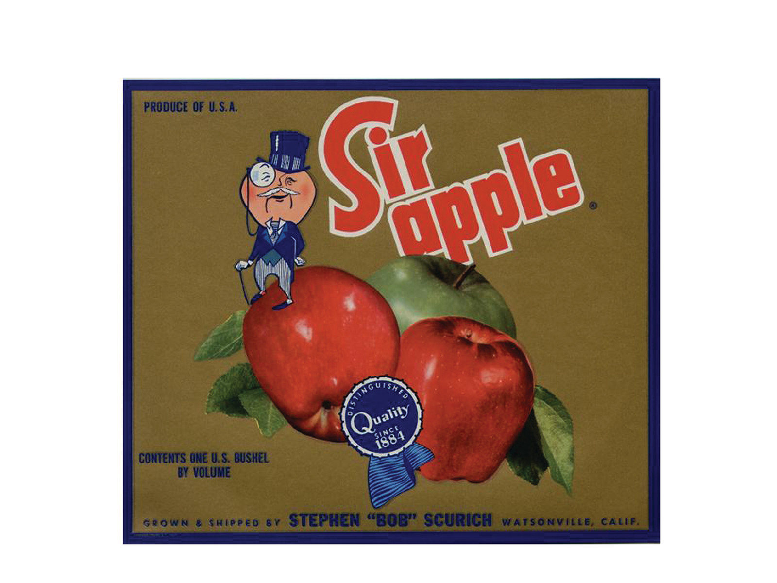Sir Apple crate label, Stephen Bob Scurich, Watsonville, Calif. — historic image