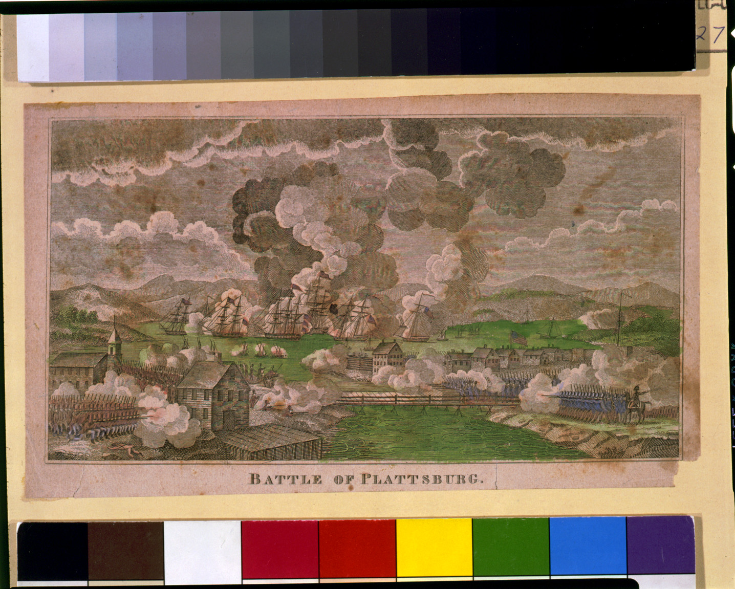 Battle of Plattsburg, [1814?] — antique engraving