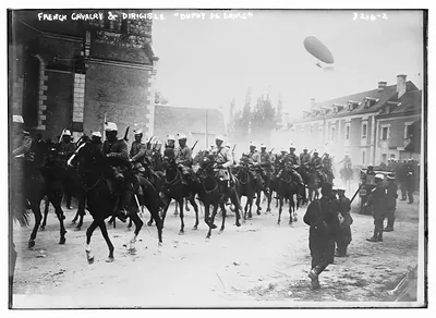 French Cavalry and Dirigible DUPUY DE LOME