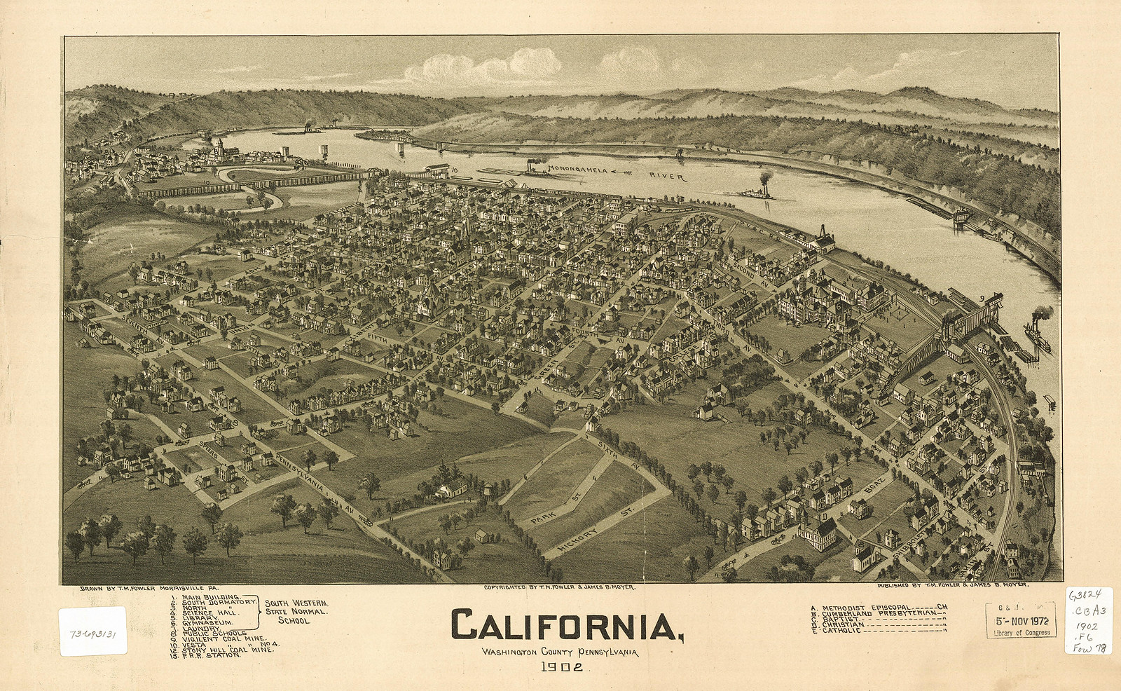 California, Pennsylvania, 1902, 1902 — antique map