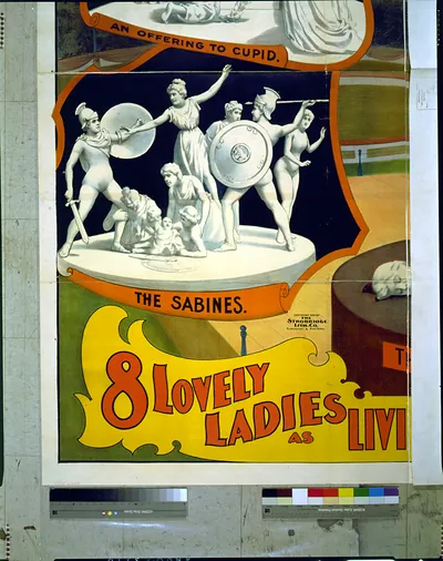 Adam Forepaugh and Sells Brothers America's greatest shows consolidated 8 lovely ladies as living statues illustrating famous art.