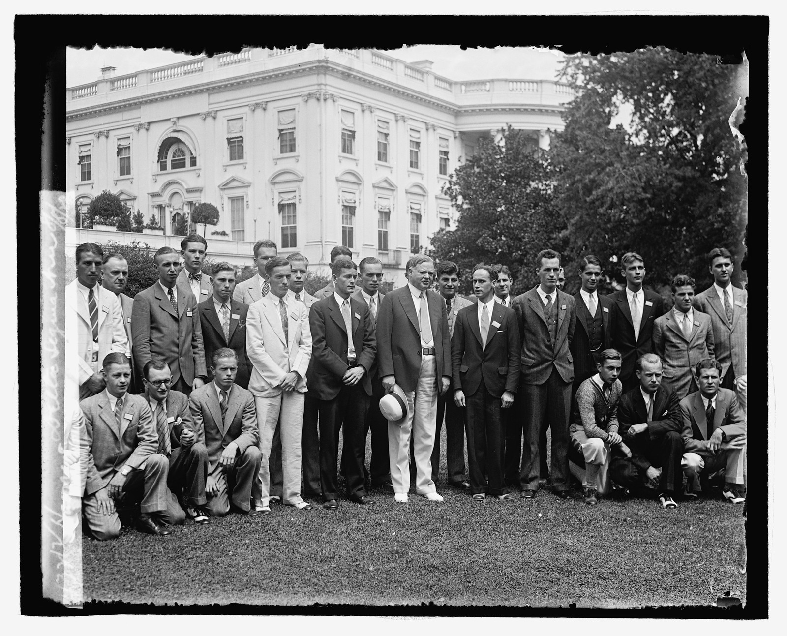 Hoover & Delta Sigma Nu, 8/8/29, [19]29 August 8. — historic photograph