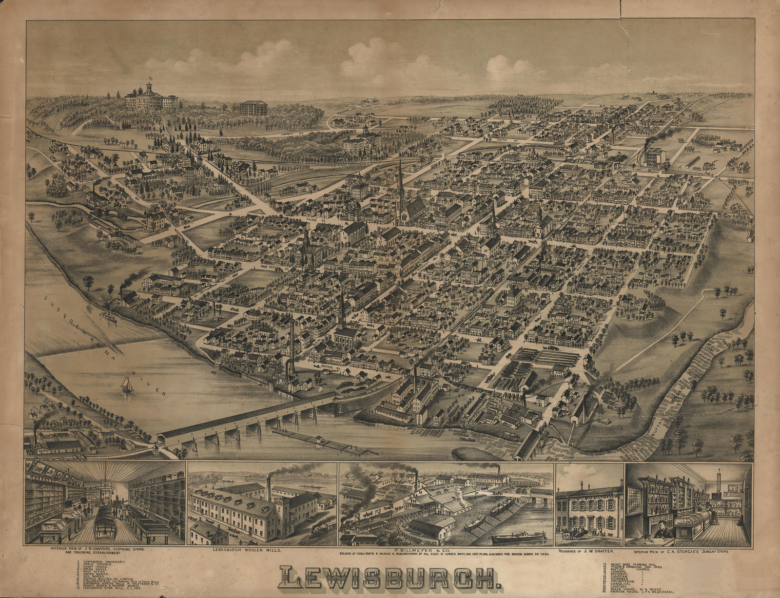 Lewisburg, Pennsylvania, 1884, 1884 — antique map