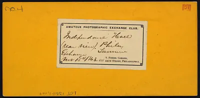 Reverse of photograph card labeled Independence Hall, Philadelphia