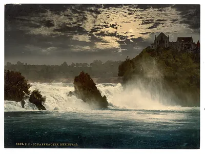 The Falls of the Rhine by moonlight Schaffhausen Switzerland