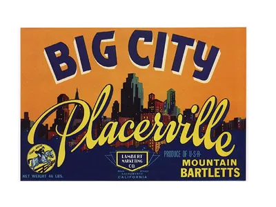 Big City Placerville Mountain Bartletts fruit crate label