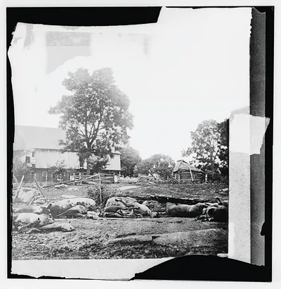 Gettysburg Pennsylvania. View at Trostles barn where the 9th Massachusetts Battery