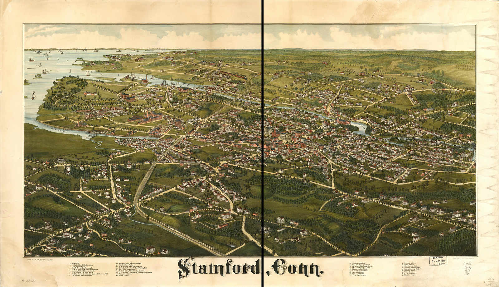 Stamford, Connecticut, 1883, 1883 — antique map