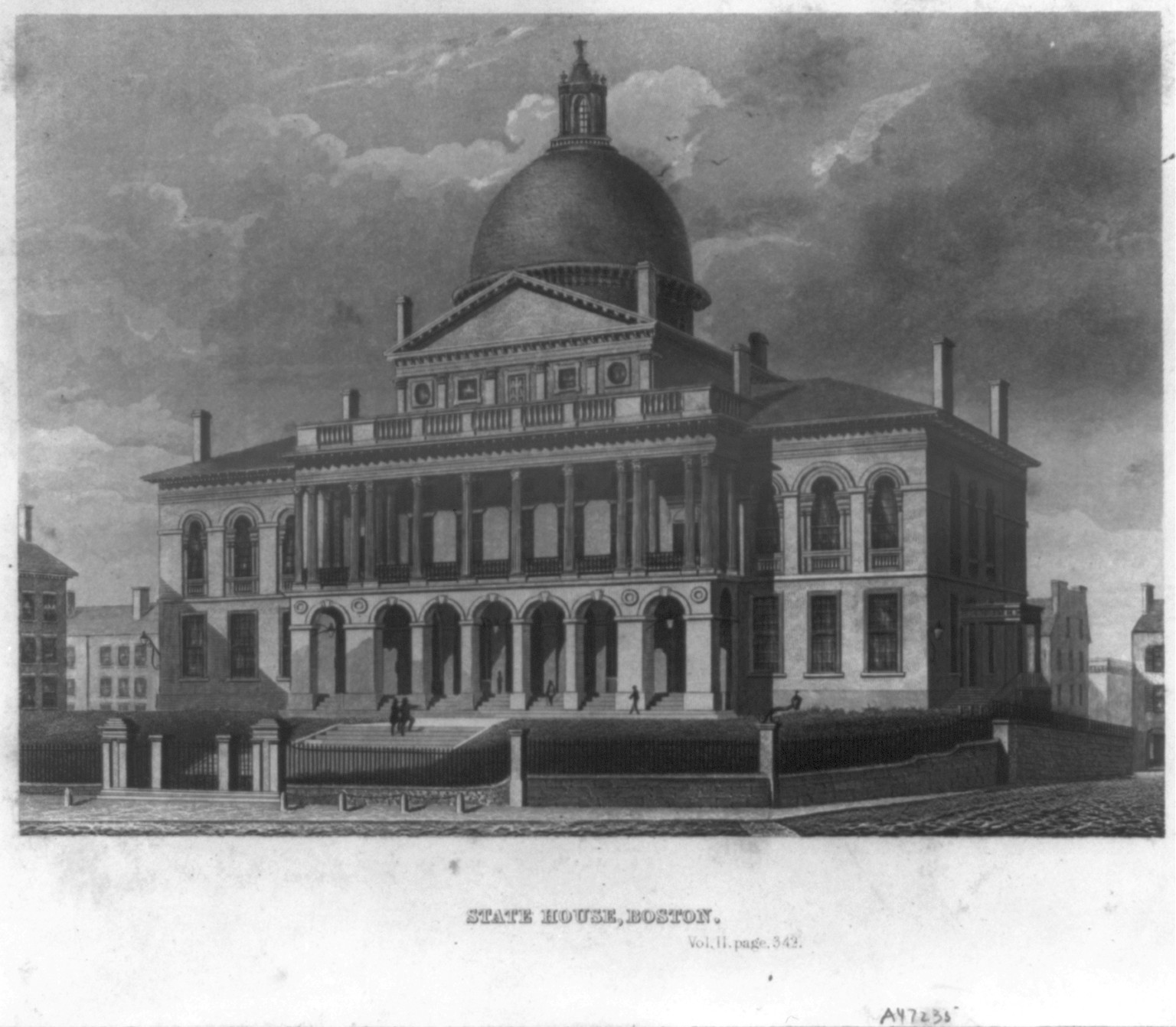 State House, Boston — antique engraving