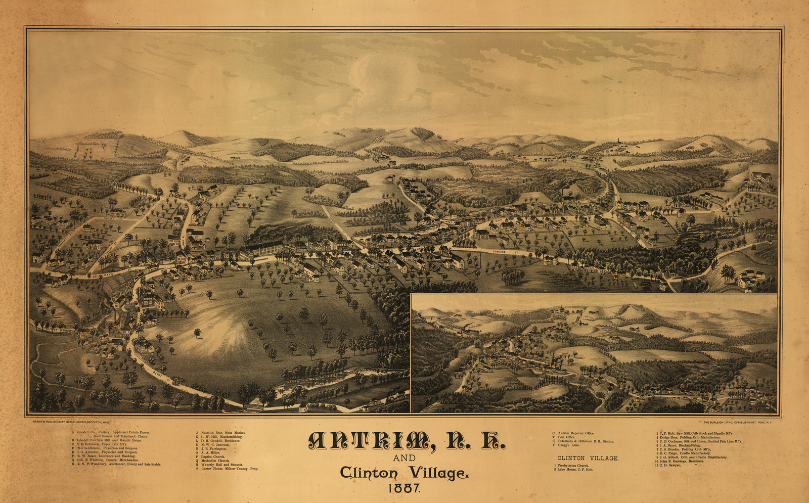 Antrim, New Hampshire, 1887, 1887 — antique map