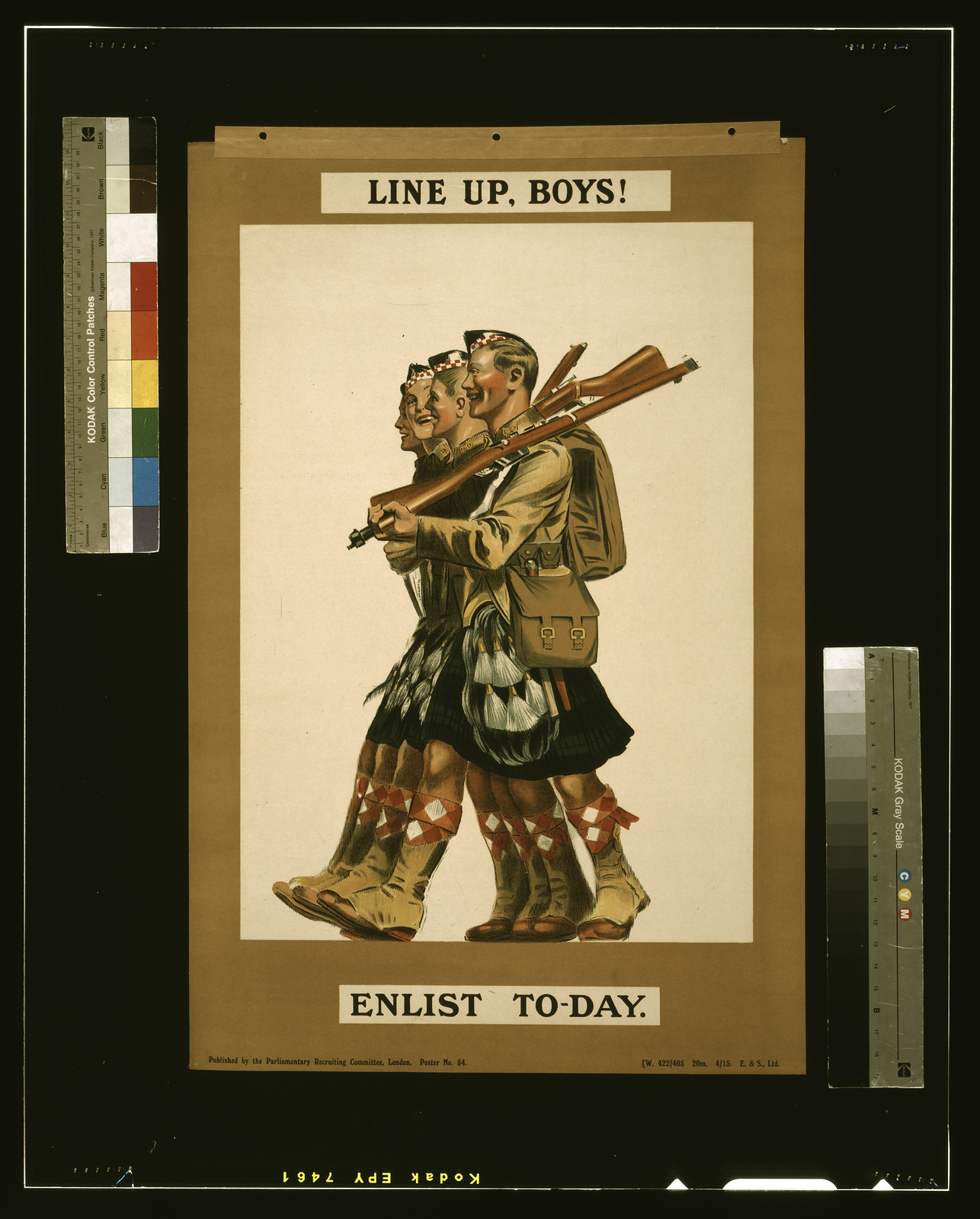 Line up, boys! Enlist to-day / E. & S. Ltd., London : Parliamentary Recruiting Committee, [1915] — vintage poster