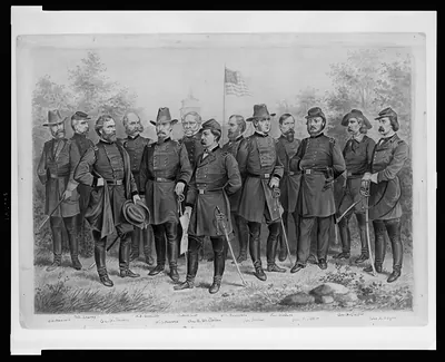 [U.S. Army and Cavalry officers in front of the U.S. Capitol Building] / A. Tholey.