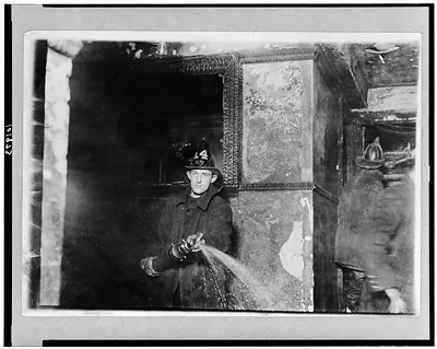 [Firemen in Reliance building during fire, New York City]