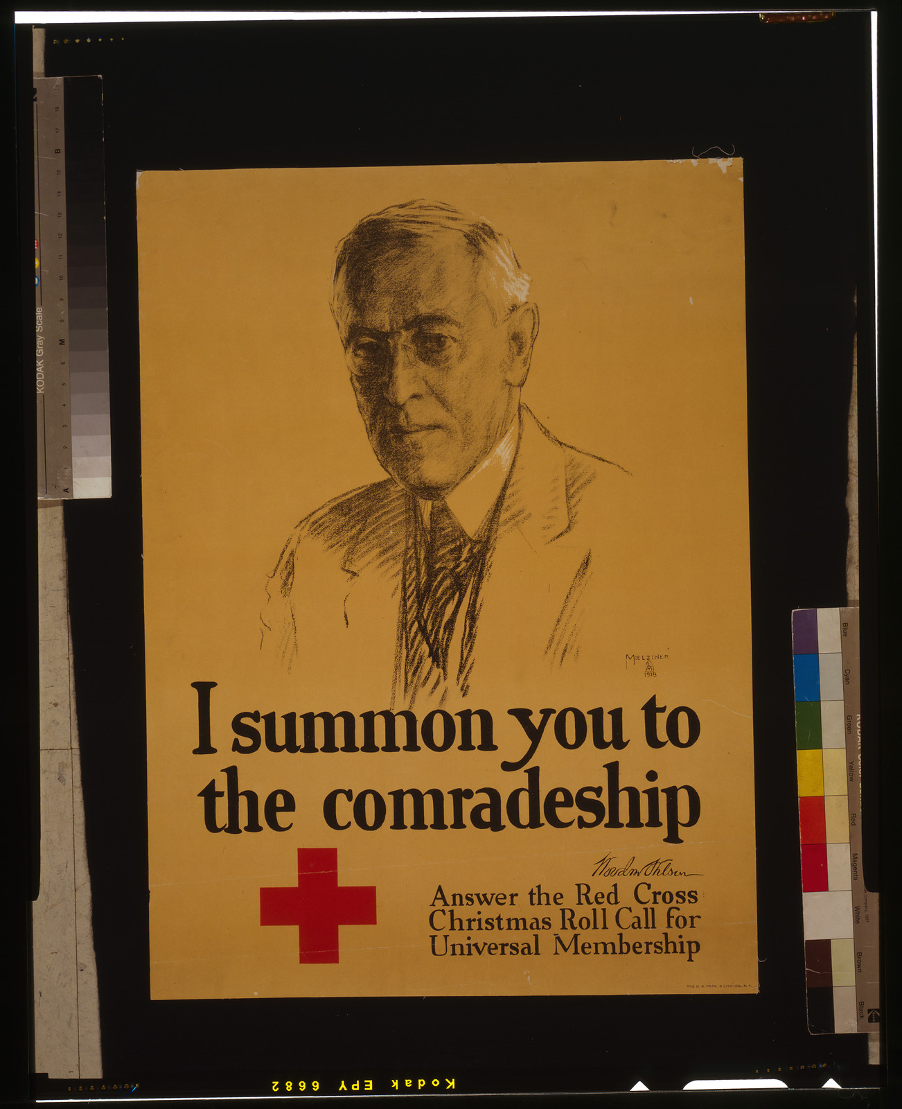 I summon you to the comradeship - Woodrow Wilson Answer the Red Cross Christmas roll call for universal membership / Mielziner LM [monogram] 1918., 1918 — vintage poster