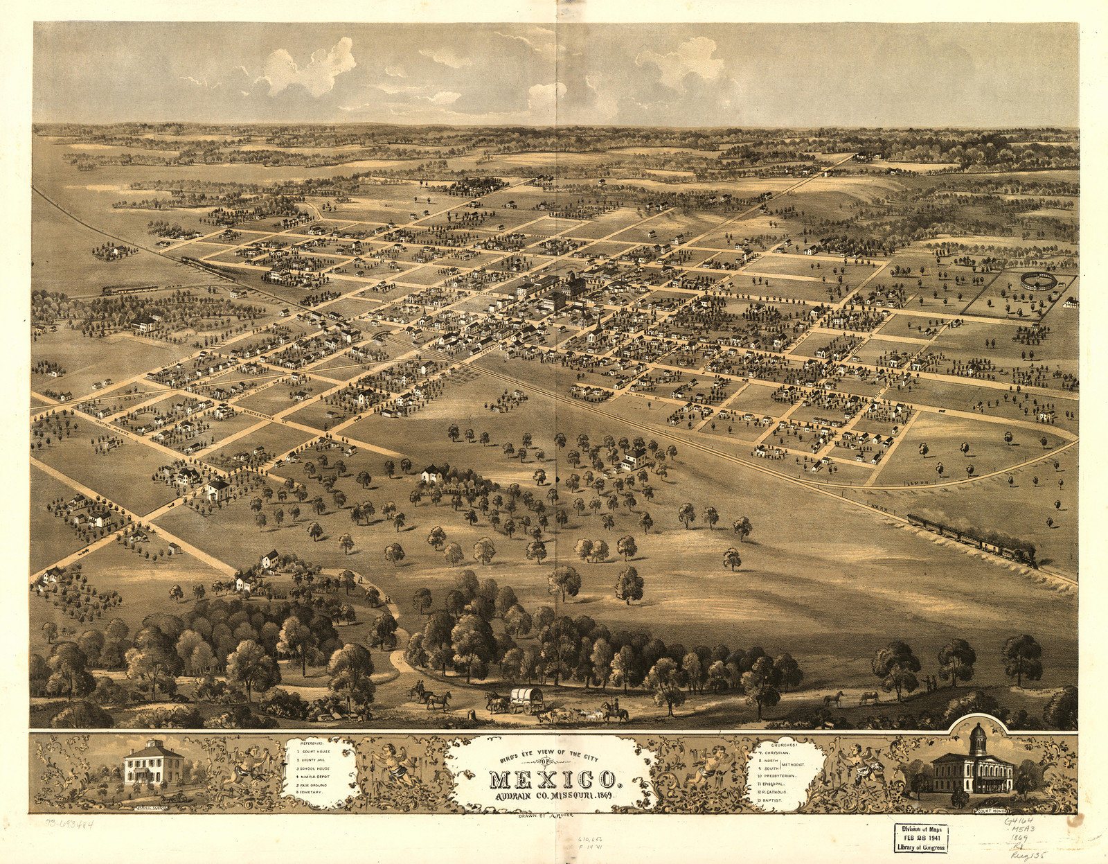 Mexico, Missouri, 1869, 1869 — antique map
