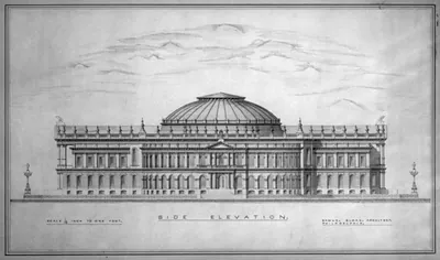 [Library of Congress, Washington, D.C. Side elevation rendering]