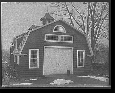 [Carriage house at club, end view, New York City]