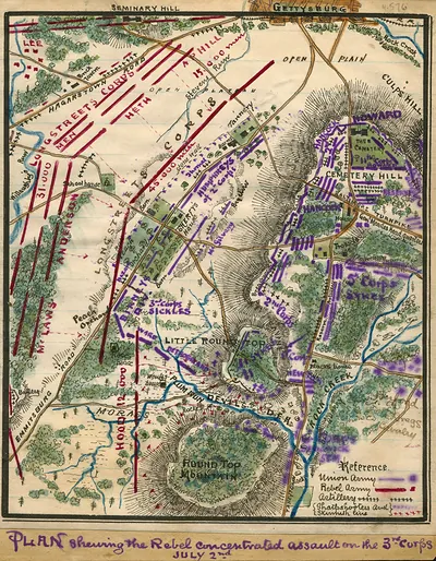 Plan shewing the Rebel concentrated assault on the 3rd Corps, July 2nd