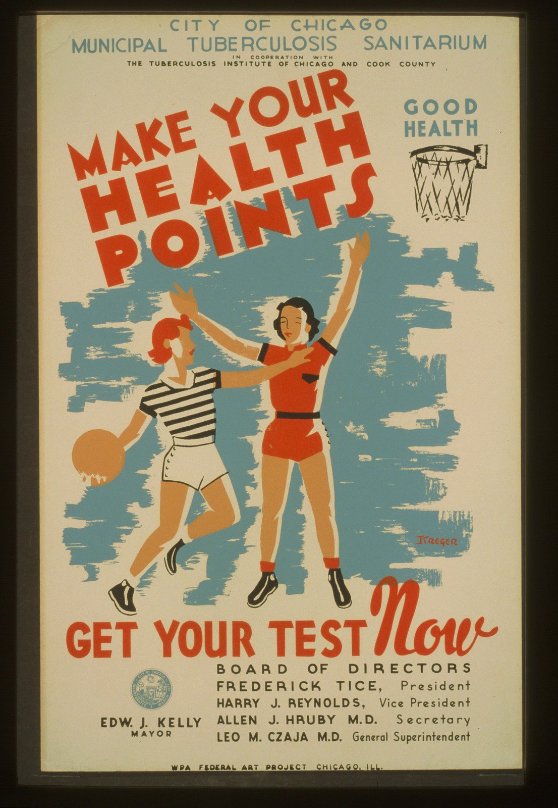 Make your health points--get your test now / Kreger., 1936 — vintage poster