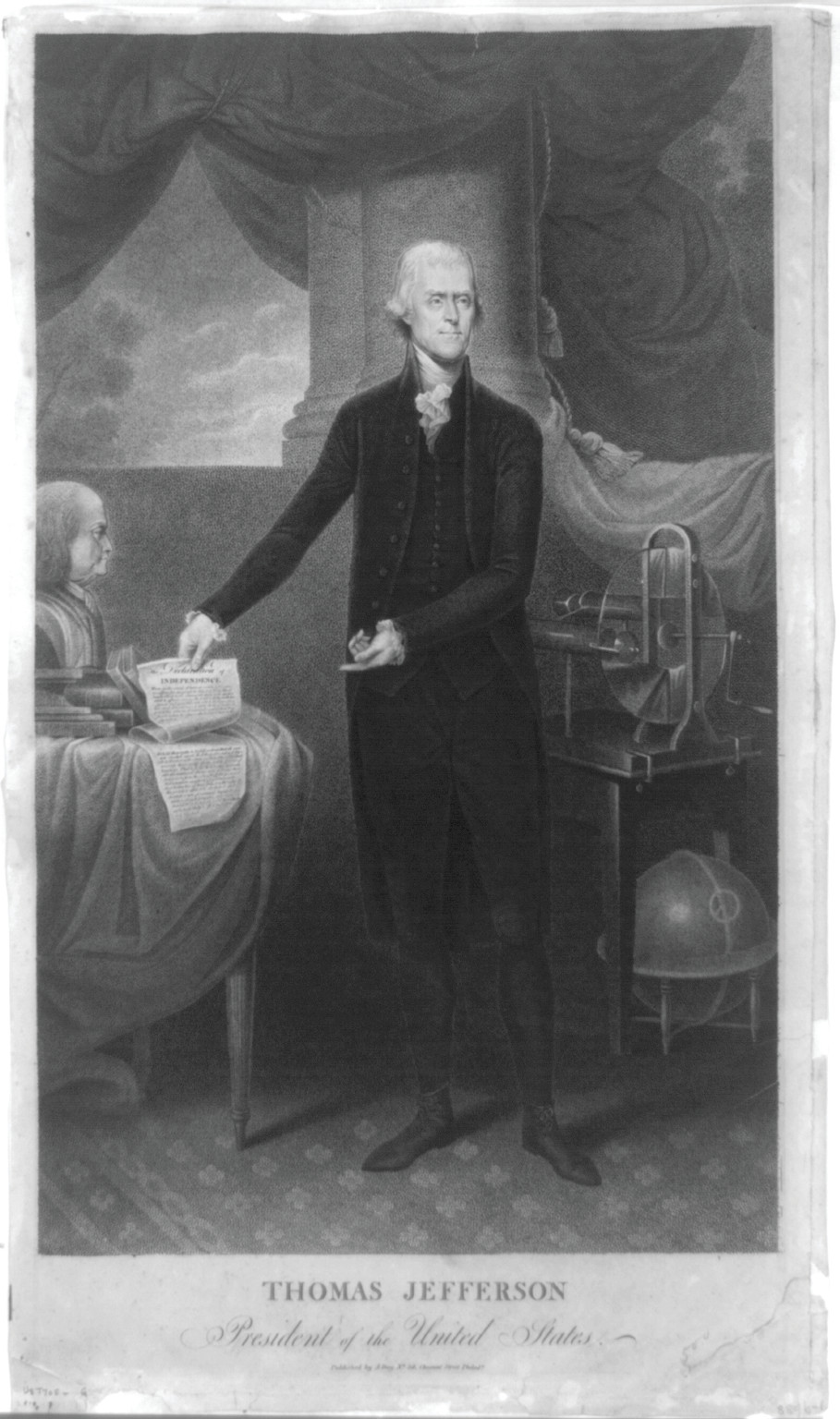 Thomas Jefferson, President of the United States, Philada. (Philadelphia) : A. Day, [1801(?)] — antique engraving