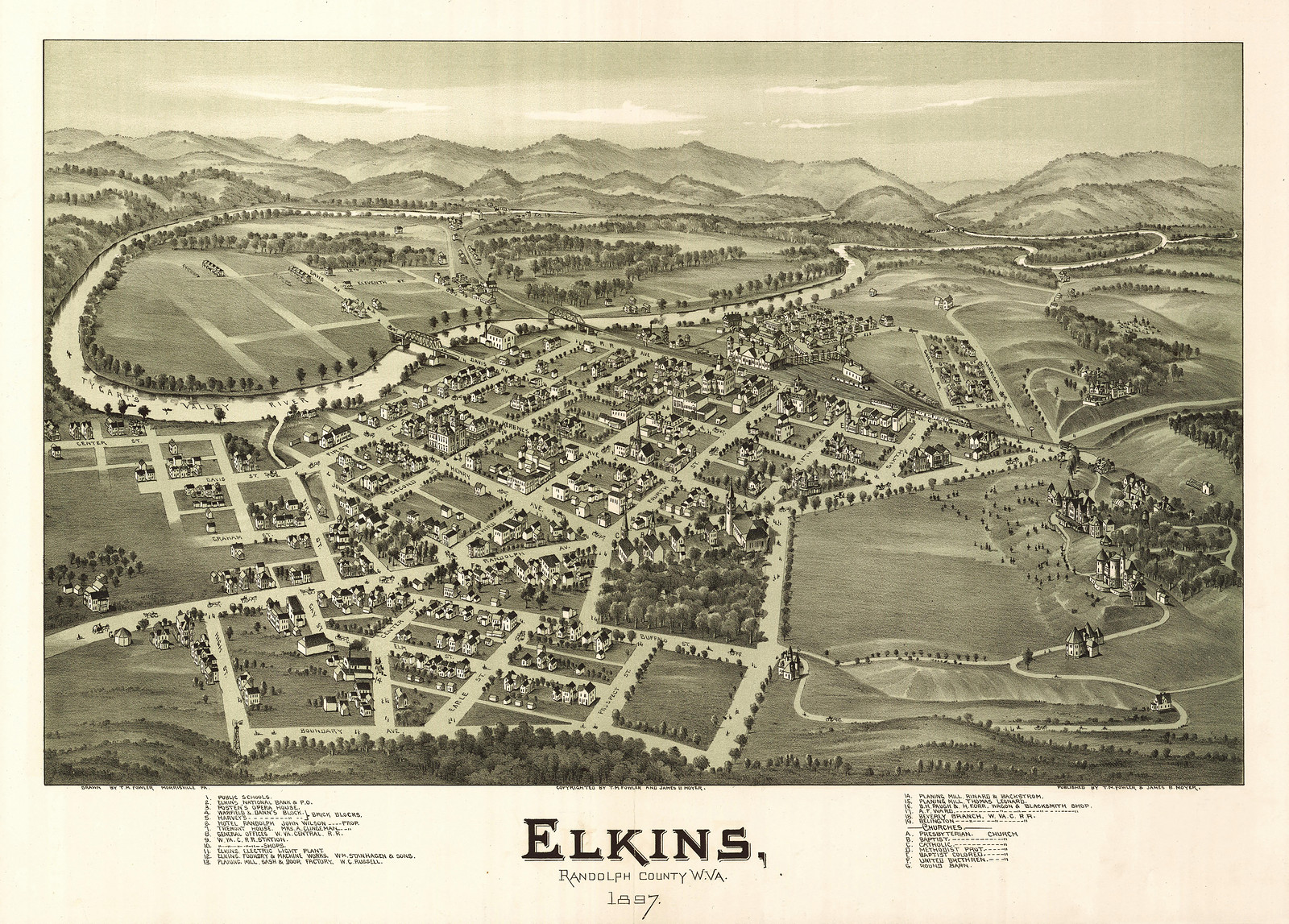 Elkins, West Virginia, 1897, 1897 — antique map