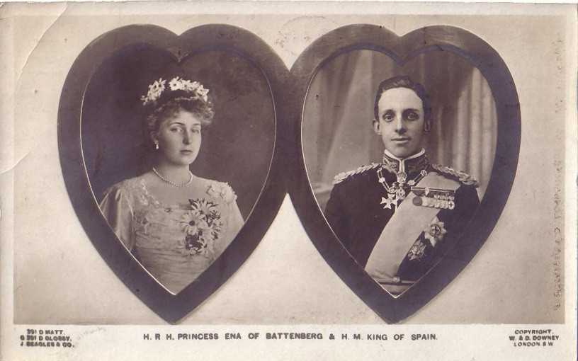 H.R.H. Princess Ena of Battenberg and H.M. King of Spain, postcard — vintage postcard