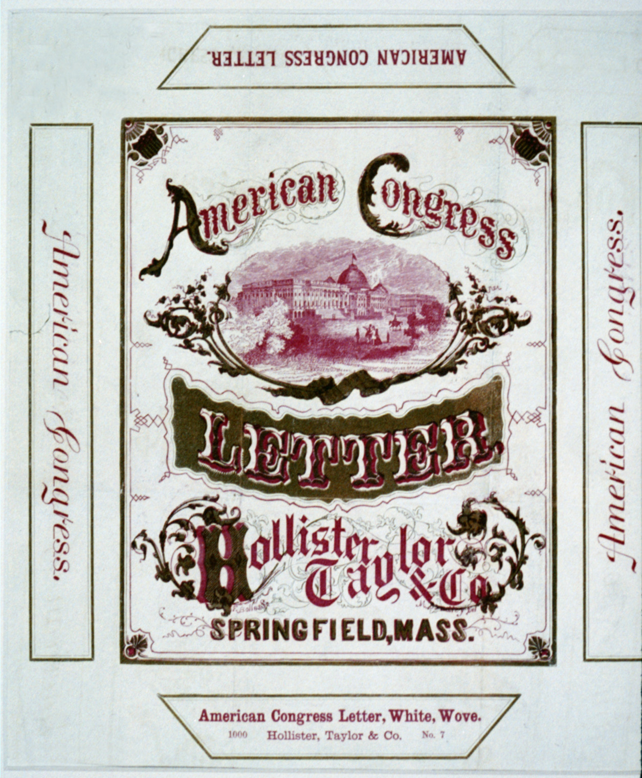 American Congress letter - Hollister, Taylor & Co., Springfield, Mass., c1864. — antique engraving