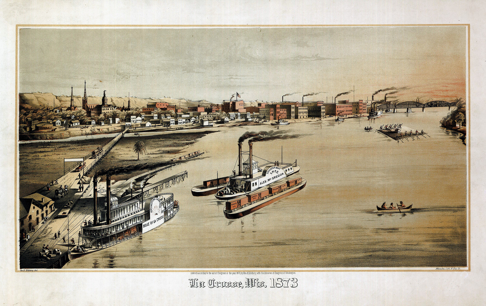 La Crosse, Wisconsin, 1873, 1873 — antique map