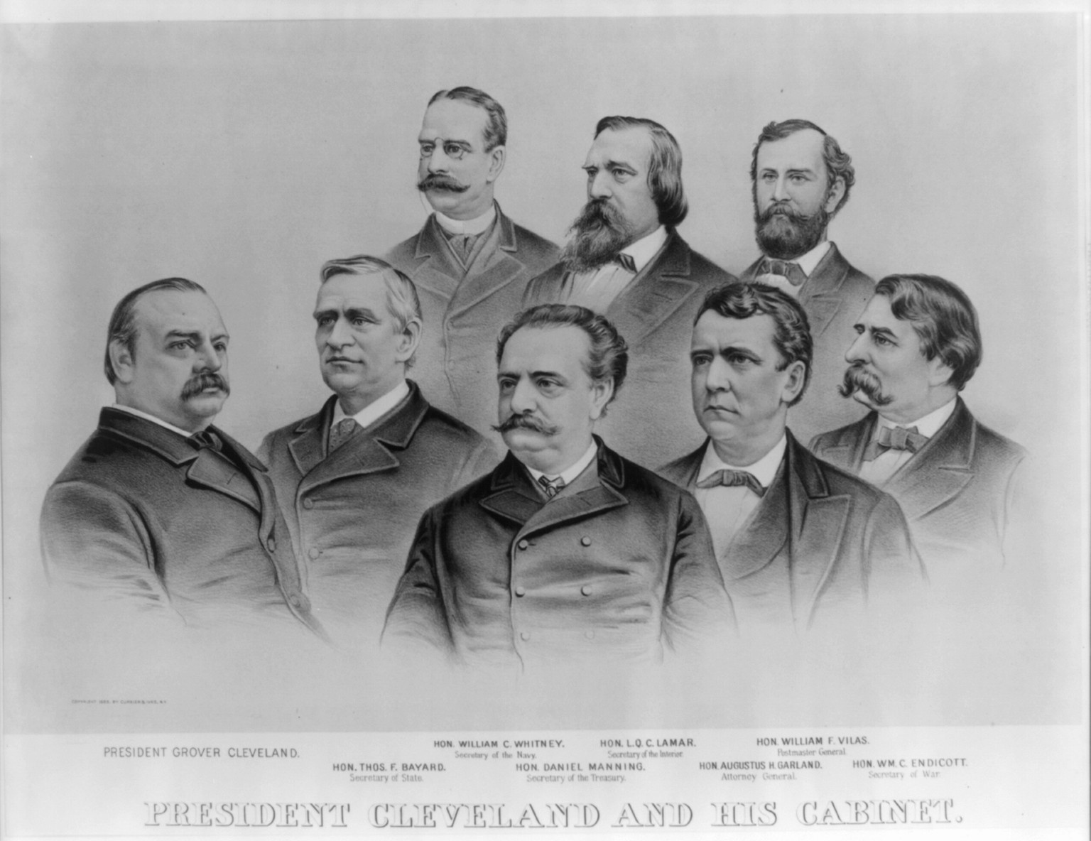 President Cleveland and his cabinet, New York : Published by Currier & Ives, c1885. — antique lithograph
