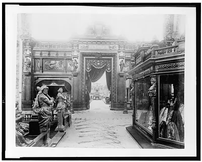 [Entrance to the furniture exhibit in the Palace of Diverse Industries, Paris Exposition, 1889]